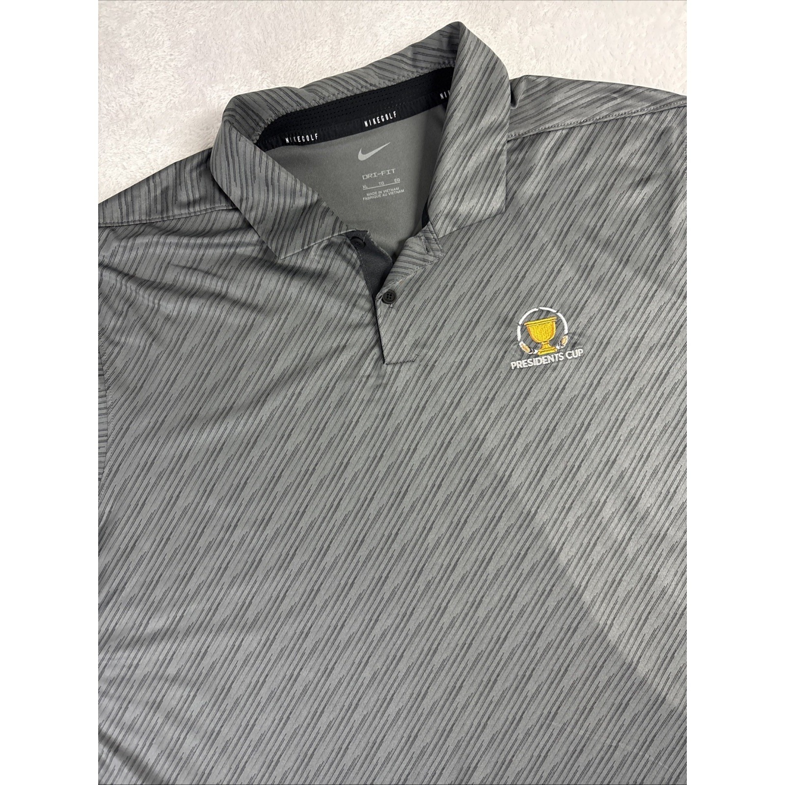 Nike Golf Presidents Cup Logo Polo Shirt Mens Xl Gray Black